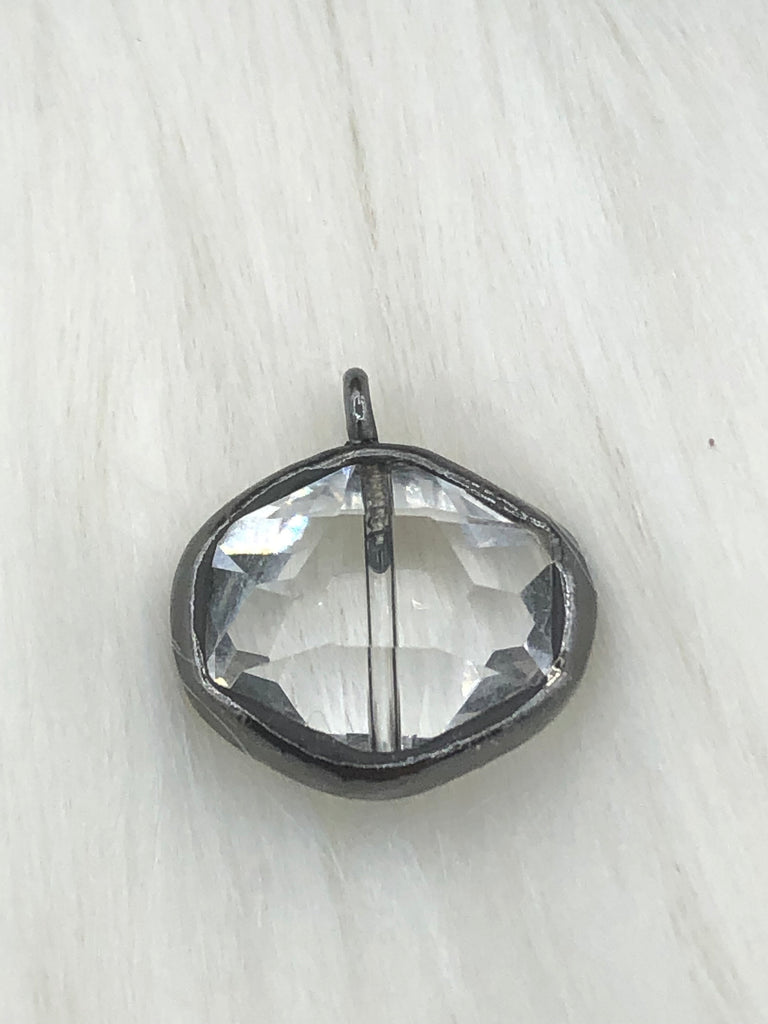 Crystal Gunmetal Soldered Pendants and charms. Connector Soldered Charm, Drop Soldered Charms and Pendants, 4 Styles. Fast Shipping
