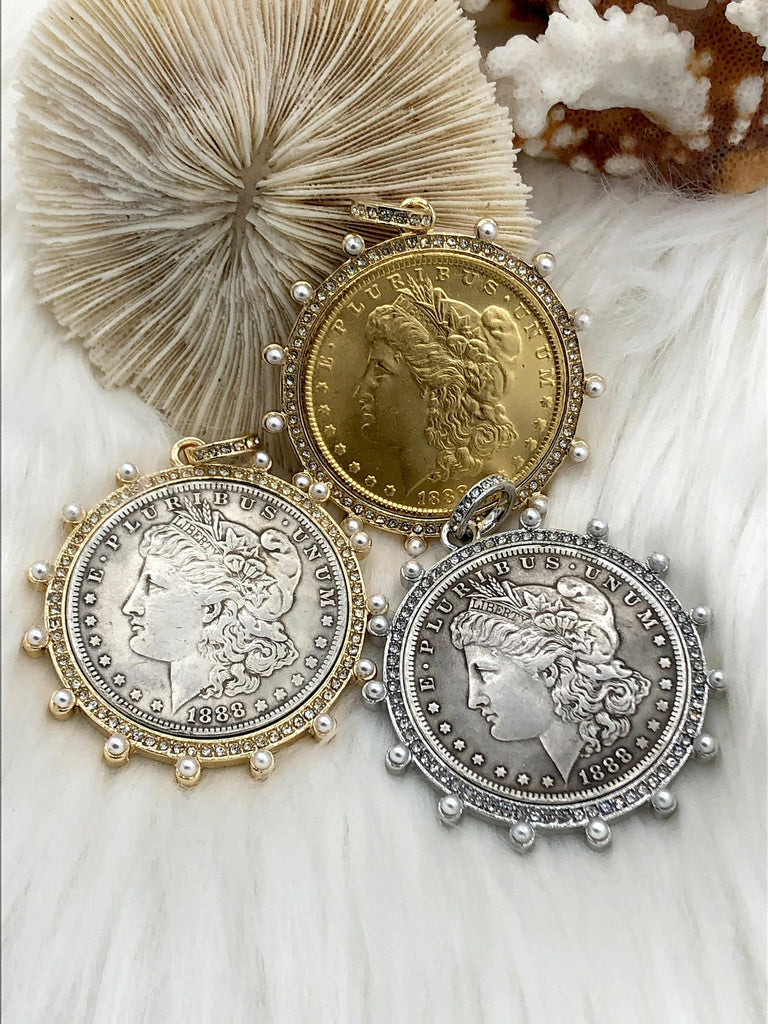 Reproduction Coin Pendant, Morgan Peace Dollar Pendant 50mm