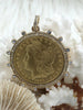 Image of Reproduction Coin Pendant, Morgan Peace Dollar Pendant, Coin Bezel, Vintage Coin Pendant, Antique Coin Bezel with CZ. 2 Style Fast Ship