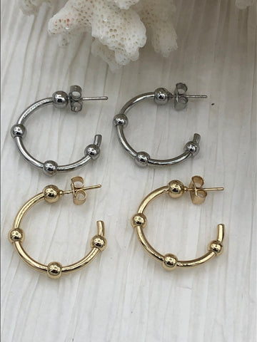 Brass Gold Plated Hoop Earrings, Silver Hoop, Bold Gold Hoop Earrings, Statement Hoops,22mm,Earrings, Gold or Silver Sold as a set Fast Ship
