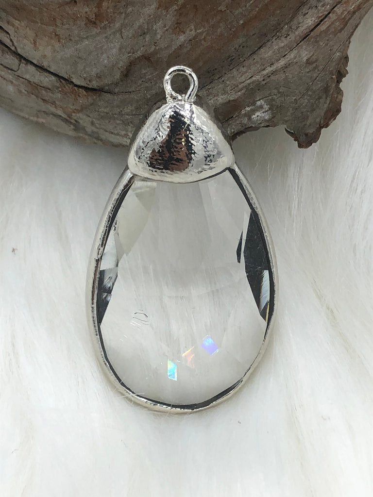 Crystal Silver or Black Soldered Pendants and charms. Teardrop Soldered Charm, Drop Soldered Charms and Pendants, 3 Styles. Fast Shipping