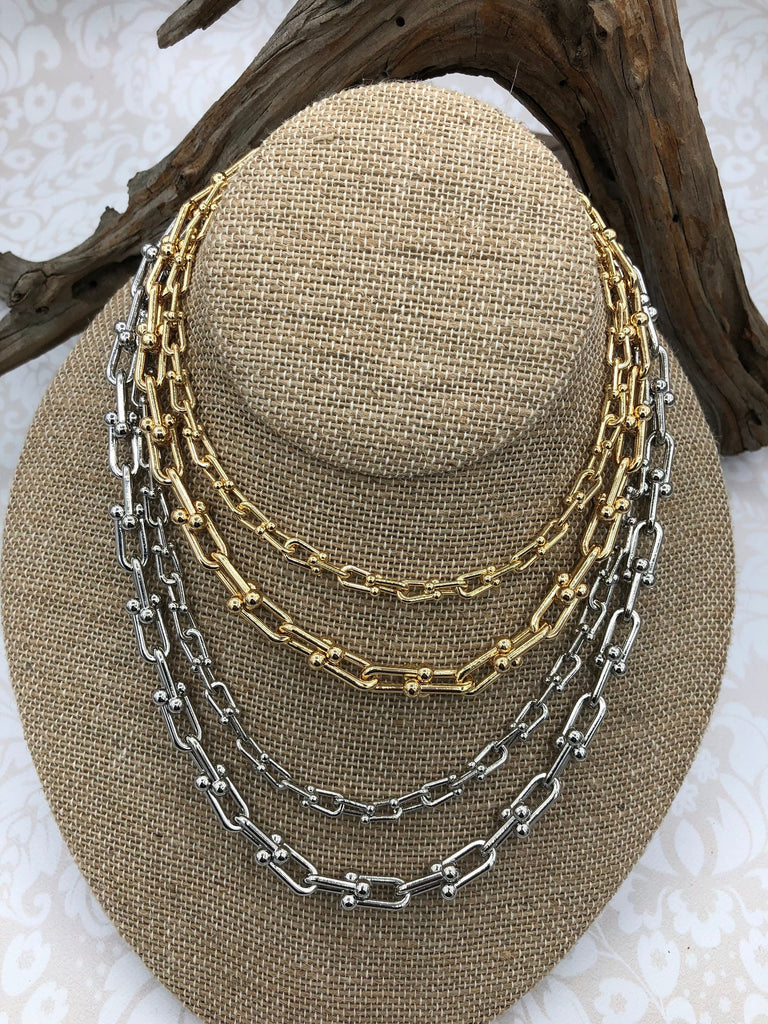 U link chain, U Shape Chain, U link Ball Chunky Statement Chain, Bulky Link chain 2 sizes, 4 Finishes. Bling by A