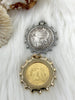 Image of Reproduction Coin Pendant, Morgan Peace Dollar Pendant, Coin Bezel, Vintage Coin Pendant, Bezel with CZ and Pearls. 3 Styles Fast Ship
