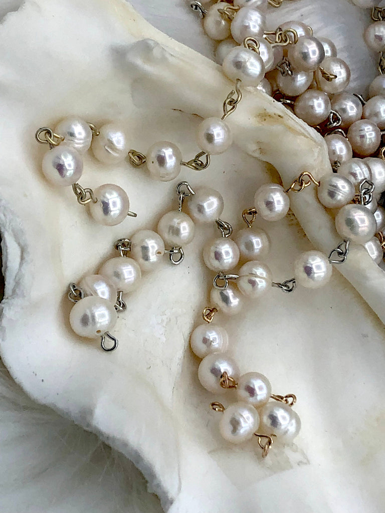 Freshwater AA+ 9mm White Near Round Freshwater Pearl Beaded Rosary