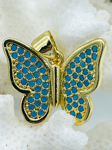 Micro Pave CZ BRASS Butterfly, Colorful CZ Micro Pave Butterfly Pendant/Charm, Pave Butterfly Shape, Butterfly Charm, 6 colors Fast Shipping