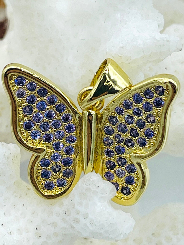 Micro Pave CZ BRASS Butterfly, Colorful CZ Micro Pave Butterfly Pendant/Charm, Pave Butterfly Shape, Butterfly Charm, 6 colors Fast Shipping