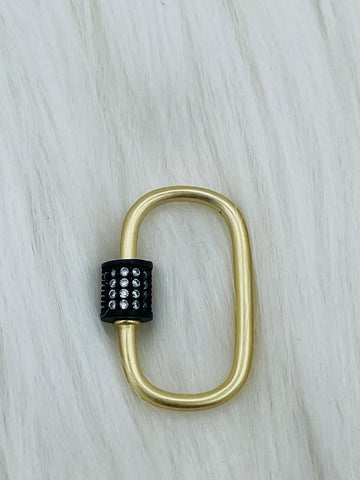 Oval Carabiner lock clasp. Mixed Metals, Brass Carabiner Screw Clasp, Carabiner Screw Pendant, Screw Connector Lock. Matte Gun, Matte Gold