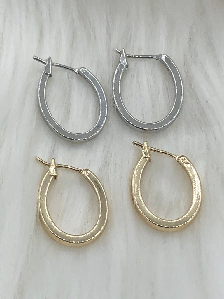 Brass Gold Plated Hoop Earrings, Silver Hoop, Bold Gold Hoop Earrings, Statement Hoops,21mm,Earrings, Gold or Silver Sold as a set Fast Ship