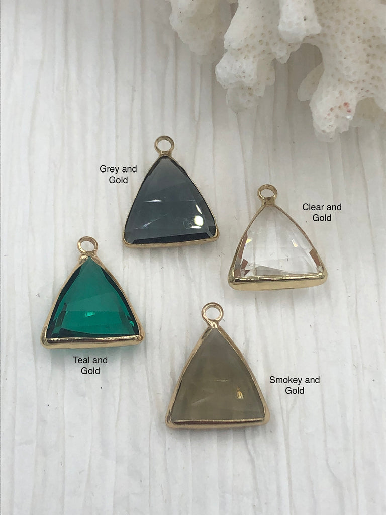 Crystal Gold Soldered Pendants and charms. Triangle Gold Pendant Soldered Charms 4 Colors Fast Ship