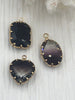 Image of Crystal Gold Pendants and charms. Smokey Heart and Oval Pendant, Black Rectangle Pendant/Charms 3 Shape/Styles Fast Ship
