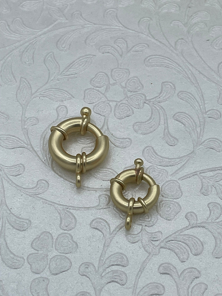 Brass Round Spring Ring Clasp with Open Jump Ring Spring Gate Clasp, Trigger Clasp, Spring Gate Clasp, Spring Gate Pendant 2 Sizes Fast Ship