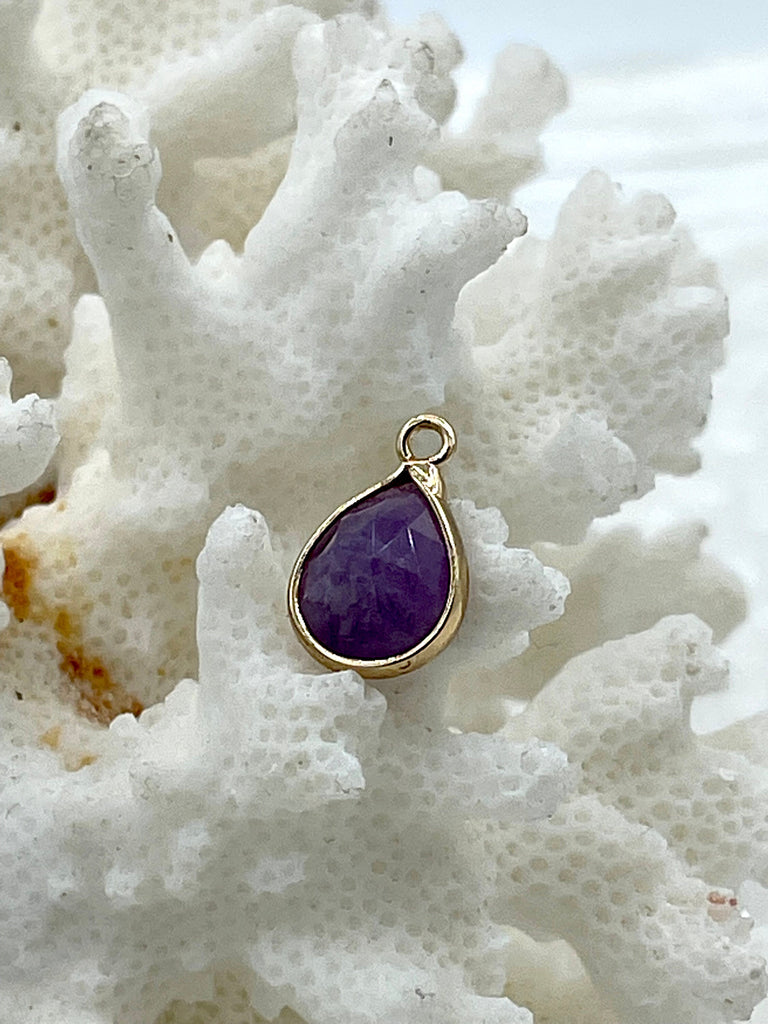 Gold Over Brass Soldered Natural Agate Stone Drop Pendant with, 2 Styles Semi-Precious Gemstones Sold by the Piece. Fast Ship 5 Colors.