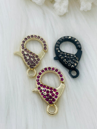 Pave Rhinestone Large Lobster Claw Clasps 3 colors 30mm X 17mm LG Parrot Claw Clasp, Spring Hook Clasp, Fast Shipping