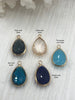 Image of Crystal Gold Soldered Pendants and charms. Teardrop, Oval connector, Soldered Crystal Charms 5 Colors, Fast Ship