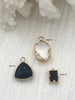 Image of Crystal and Gold Pendants and Charms Connectors. Black and Clear Connector, Crystal Connector 3 Styles Fast Ship