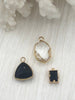 Image of Crystal and Gold Pendants and Charms Connectors. Black and Clear Connector, Crystal Connector 3 Styles Fast Ship