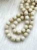Image of WHITE HOWLITE Hand Knotted Necklace, 36" HOWLITE, 8mm Round with Cream Thread. Fast ship