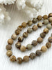 Image of Picture Jasper Hand Knotted Gemstone Necklace, 36" MATTE finish PICTURE JASPER, 8mm Round with brown thread. Fast ship