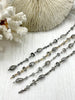 Image of Crystal Transparent Gray mixed shape Rosary, faceted glass beads, Beaded Chain Gold,Silver or Gunmetal, pin 1 Meter (39 ") Fast Ship