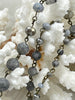 Image of Gemstone Crystal mix Rosary Picasso Jasper Square and Rondelle Crystal Beaded Chain 8mm 6mm Gunmetal or Bronze, pin 1 Meter (39 ") Fast Ship
