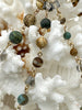 Image of Gemstone Crystal mix Rosary. African Turquoise,Picture Jasper, Agate, Beaded Chain 8mm, 6mm, 4mm 3 pin colors 1 Meter (39 ") Fast Ship