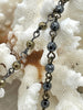 Image of HEMATITE GEMSTONE 1 meter (39") Rosary Style Chain, 4mm Faceted beads, Bronze, Gunmetal, or Gold Wire. Chain per meter (39") Fast ship
