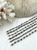 Image of HEMATITE GEMSTONE 1 meter (39") Rosary Style Chain, 4mm Faceted beads, Bronze, Gunmetal, or Gold Wire. Chain per meter (39") Fast ship
