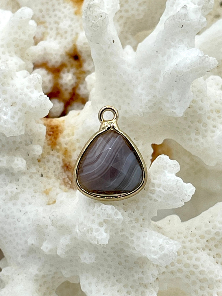 Gold Over Brass Soldered Natural Agate Stone Drop Pendant with, 2 Styles Semi-Precious Gemstones Sold by the Piece. Stone Pendant Fast Ship