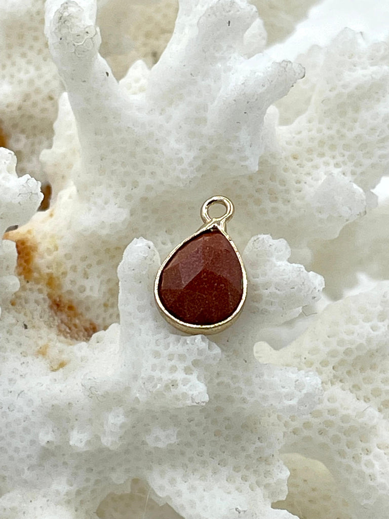 Gold Over Brass Soldered Natural Agate Stone Drop Pendant with, 2 Styles Semi-Precious Gemstones Sold by the Piece. Fast Ship 5 Colors.