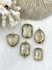 Image of Crystal Gold Soldered Pendants and charms. Rectangle, Teardrop, Heart, Rectangular connector , 4 Styles to choose from. Fast Shipping