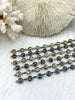 Image of HEMATITE GEMSTONE 1 meter (39") Rosary Style Chain, 8mm coin Faceted beads, Bronze, Gold or Gunmetal Wire. Chain per meter (39") Fast ship