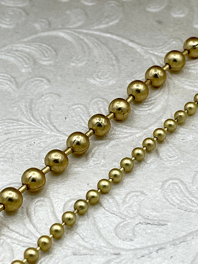 Ball Chain Brass High Quality Gold Plated, and Rhodium 2 sizes 2.3mm or 4mm Every 2ft includes 2 Connectors Chain by the foot Fast Ship