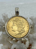 Image of Reproduction Coin Pendant, Morgan Peace Dollar Coin Pendant, Coin Bezel, Vintage Coin Pendant, Gold Coin, 4 bezel colors. Fast Ship
