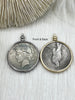 Image of Reproduction Coin Pendant 39mm, Coin Bezel, Liberty Coin, Vintage Coin, 5 bezel colors. Fast Shipping