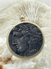 Image of Reproduction Coin Pendant 39mm, Coin Bezel, Vintage Coin, Greek Coin, 5 bezel colors. Fast Shipping