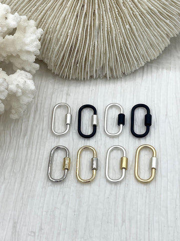 Oval Carabiner lock clasp. Mixed Metals, Brass Carabiner Screw Clasp, Carabiner Screw Pendant, Screw Connector Lock. 8 styles Fast Ship