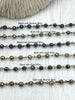 Image of HEMATITE GEMSTONE 1 meter (39") Rosary Style Chain, 6mm Round Faceted beads, Bronze, Gold, or Gunmetal Wire.Chain per meter (39") Fast ship