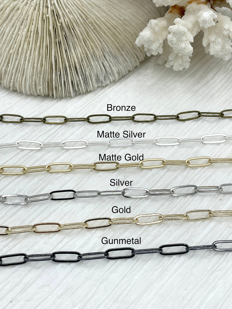Medium Paperclip Chain Brass High Quality 7 colors Oval Rectangle Paperclip Chain Sold by the foot Electroplated Fast Ship