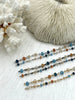 Image of Crystal Round Mixed Rosary faceted glass beads Blue Navy Cream Peach, champagne 6mm and 4mm Gold, Silver or Bronze, 1 Meter (39 ")Fast Ship