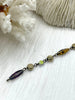Image of Faceted Crystal AB Gold Iridescent Diamond and Flat Round Gold mixed shape Rosary, Glass Beads,Beaded Chain Bronze Pin by the Foot Fast Ship