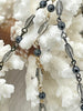 Image of Gemstone Crystal mix Rosary Hematite and Diamond shape Crystal Beaded Chain Bronze, or Gold pin 1 Meter (39 ") Fast Ship