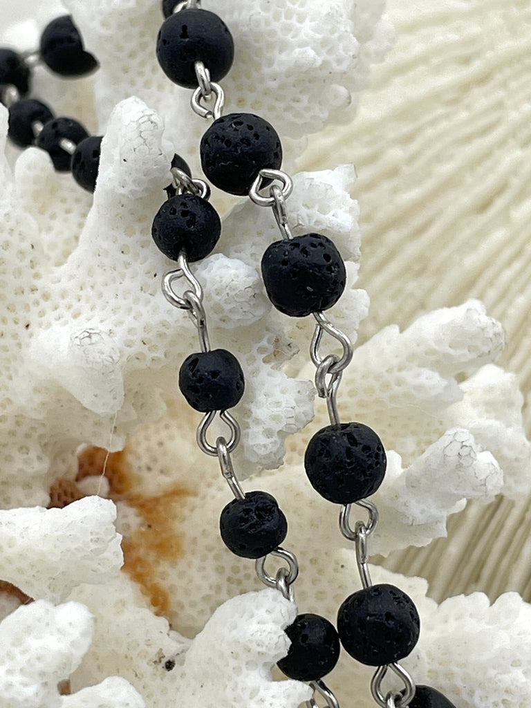 Rosary Black Beaded Beads Cross Necklace Womens Jewelry NO MARKINGS | eBay