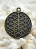 Image of Flat Round Filigree Stamped Metal Pendant Medallion Pendant, 4 styles, 42mm, 39mm, 34mm, 21mm Bronze. Fast Ship