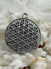 Image of Flat Round Filigree Stamped Metal Pendant Medallion Pendant, 4 styles, 42mm, 39mm, 34mm, 21mm Antique Silver . Fast Ship