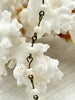 Image of WHITE Howlite Rosary Chain, Gold, silver, bronze or gunmetal wire links, 4mm round stone bead chain 1 Meter (39 inches)