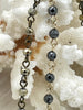Image of HEMATITE GEMSTONE 1 meter (39") Rosary Style Chain, 4mm Faceted beads, Bronze, Gunmetal, or Gold Wire. Chain per meter (39") Fast ship