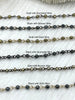 Image of HEMATITE GEMSTONE 1 meter (39") Rosary Style Chain, 4mm Faceted beads, Bronze, Gunmetal, or Gold Wire. Chain per meter (39") Fast ship