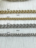 Image of Brass Curb Chain HIGH QUALITY Gold Plated Curb Chain, Rhodium Silver Curb Chain, Chunky Flat Curb Chain 2 sizes 5mm or 9mm Fast ship