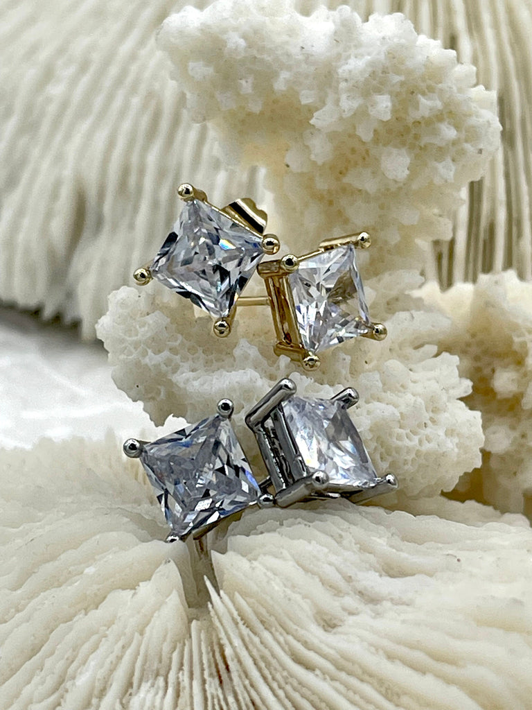 Square fake diamond earrings Clearance