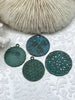 Image of Flat Round Filigree Stamped Metal Pendant Medallion Pendant, 4 styles, 42mm, 39mm, 34mm, 21mm Verdigris . Fast Ship